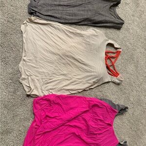 lululemon athletica Lot of 3 Women's Sports Bra Tank Tops - Gray, Cream, & Pink